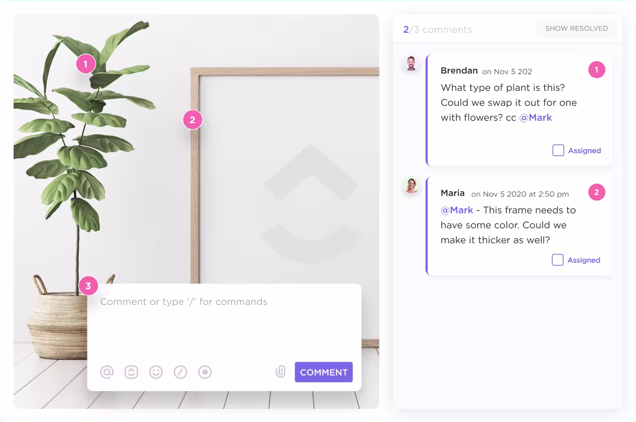 ClickUp Proofing Tools