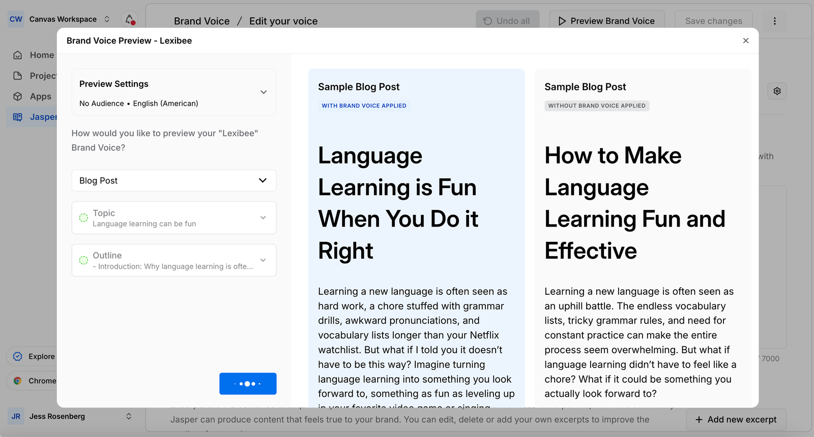 Brand voice in Jasper AI