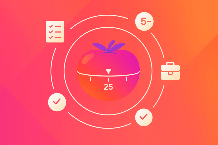 vector graphic showing an illustration of the pomodoro technique