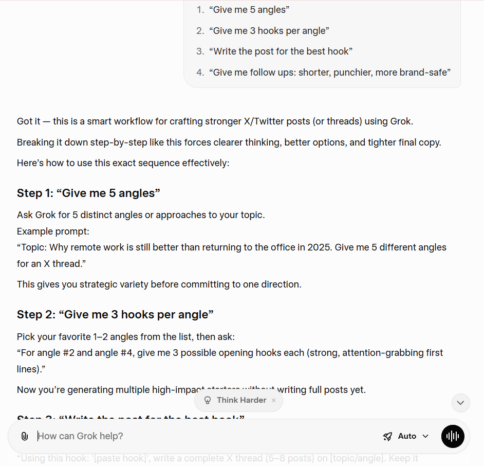 Ask for structure before you ask Grok to write
