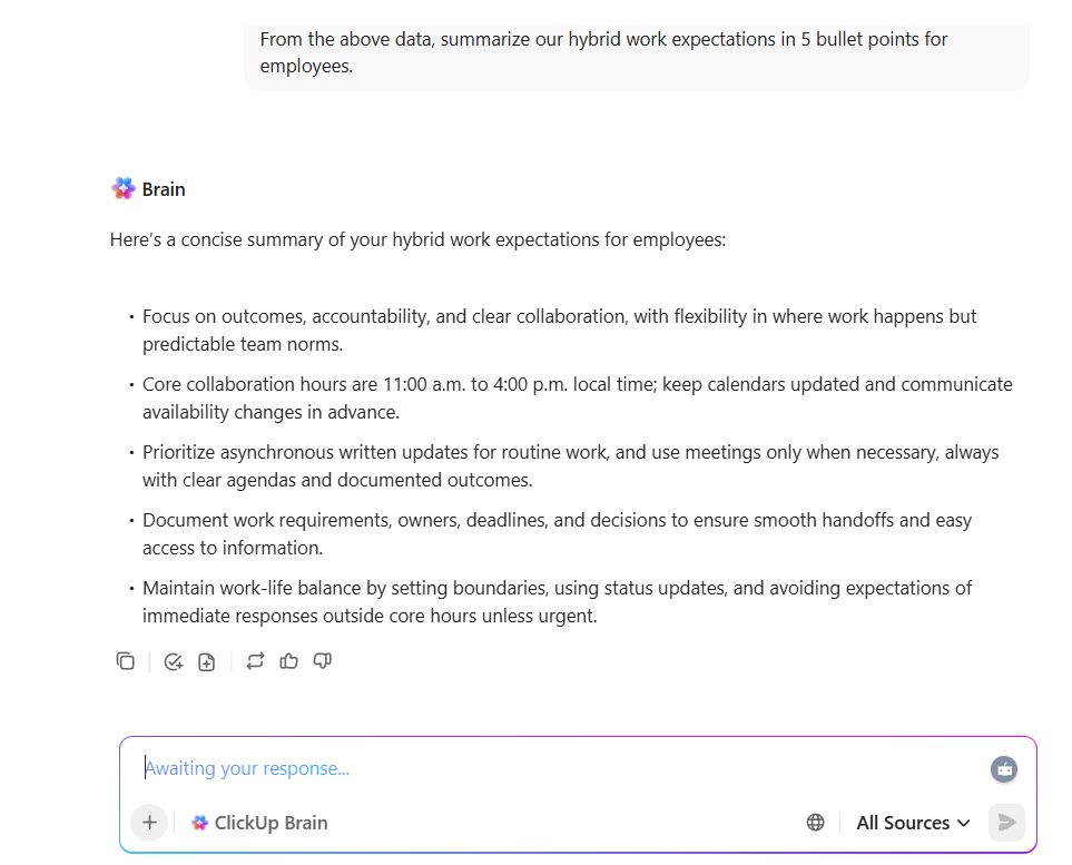 Ask questions, and get industry insights with ClickUp Brain