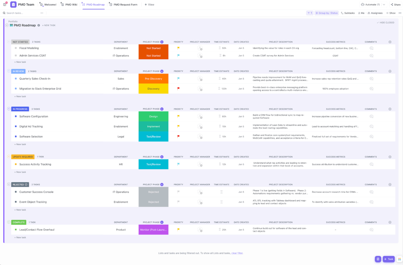 Build a single source of truth for tasks, timelines, and attached Google files with the ClickUp Project Management Template
