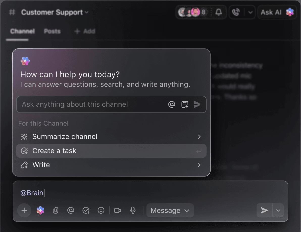 LLMs inside ClickUp Brain Centralize AI answers in one place so your coding decisions stay tied to delivery with ClickUp Brain