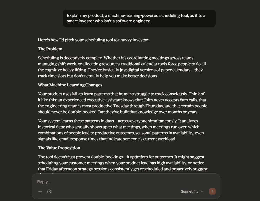 Prompt Claude to help describe your product or service