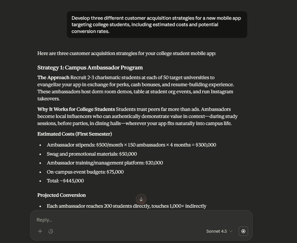 Use Claude as a brainstorming app