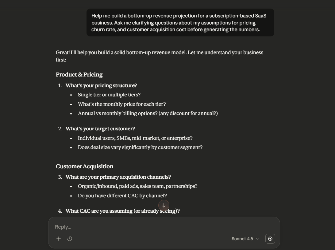 Use Claude to structure your financial statements