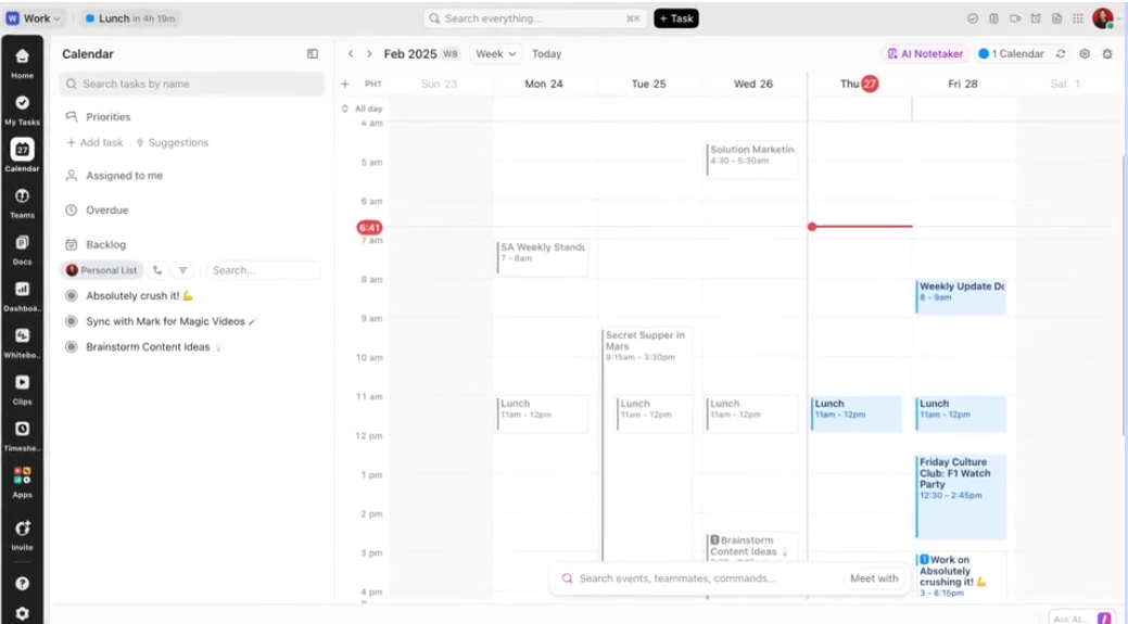 ClickUp Calendar View: see your entire content plan at a glance
