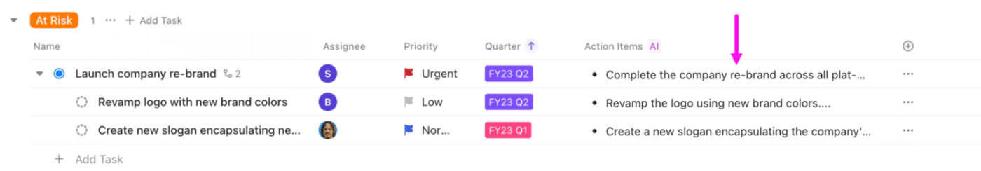 Ticket'lerinizi kategorize etmek için ClickUp AI alanlarını kullanın.