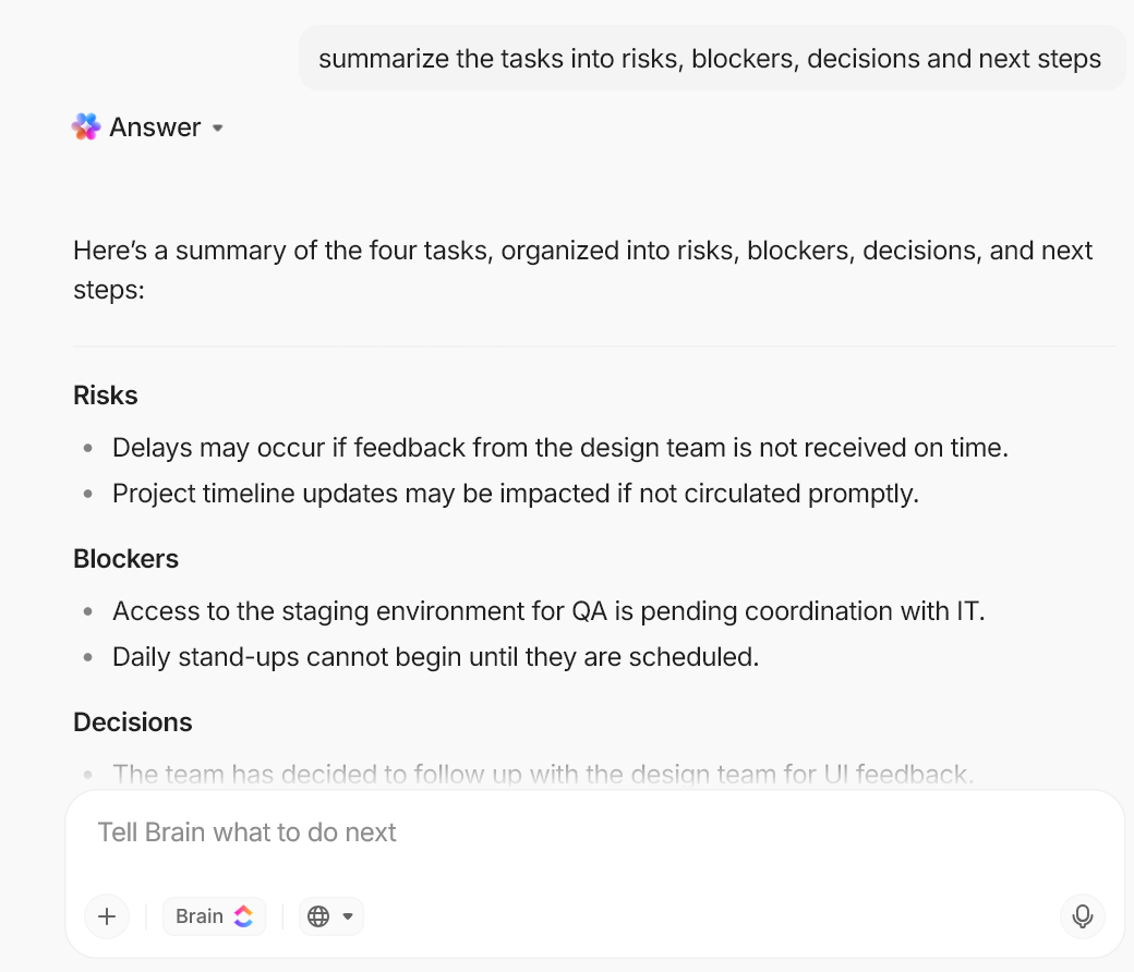 ClickUp Brain, AI Notetaker, and AI Agents
