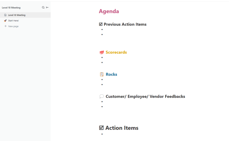ClickUp Level 10 Meeting Template: Run structured leadership meetings with clear priorities and accountability