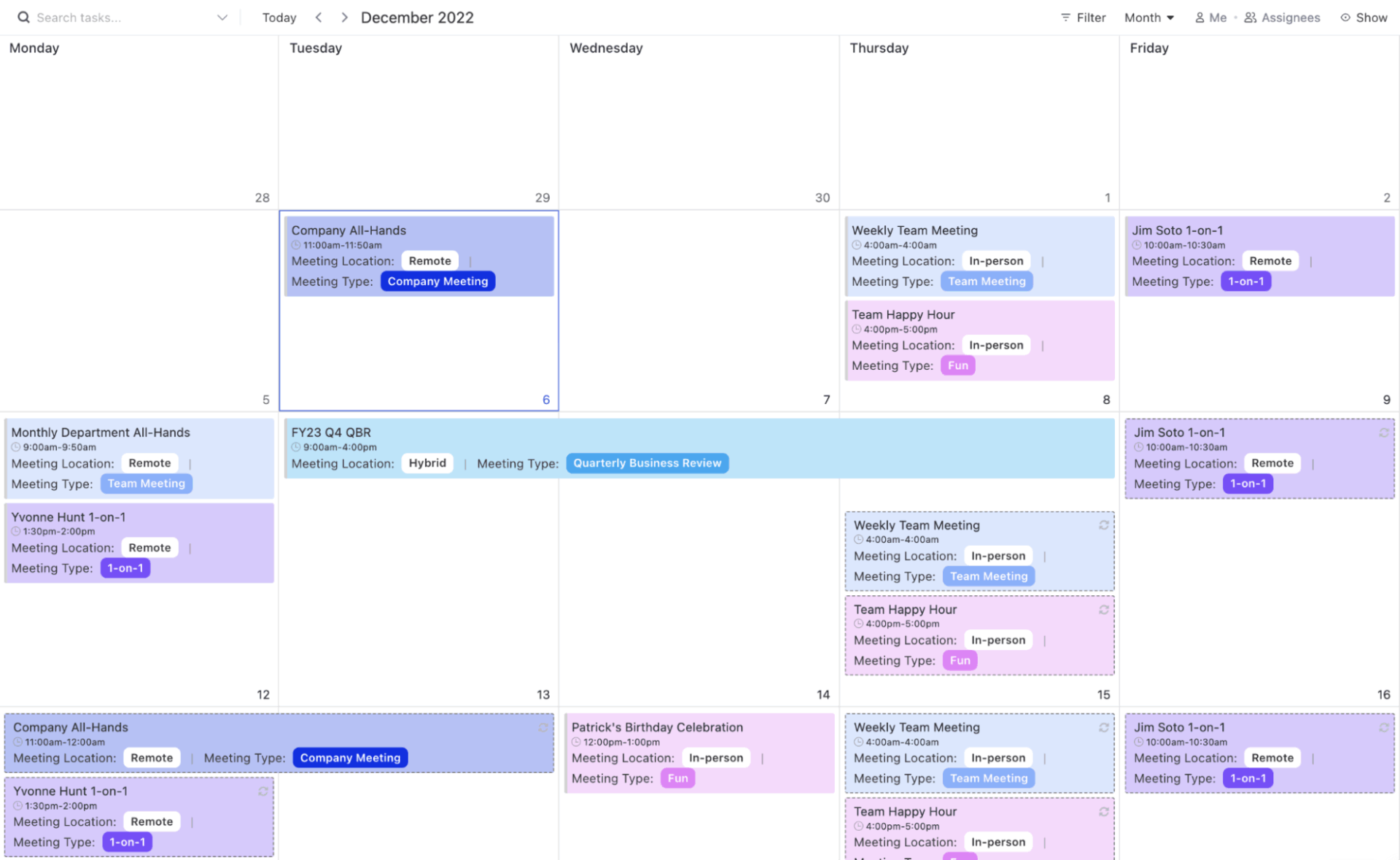 ClickUp Meeting Tracker Template: Plan schedule and review all team meetings from a single tracker