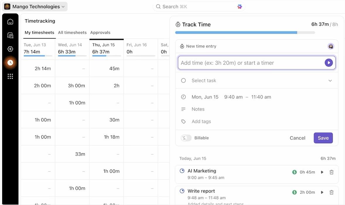 ClickUp Time Tracking