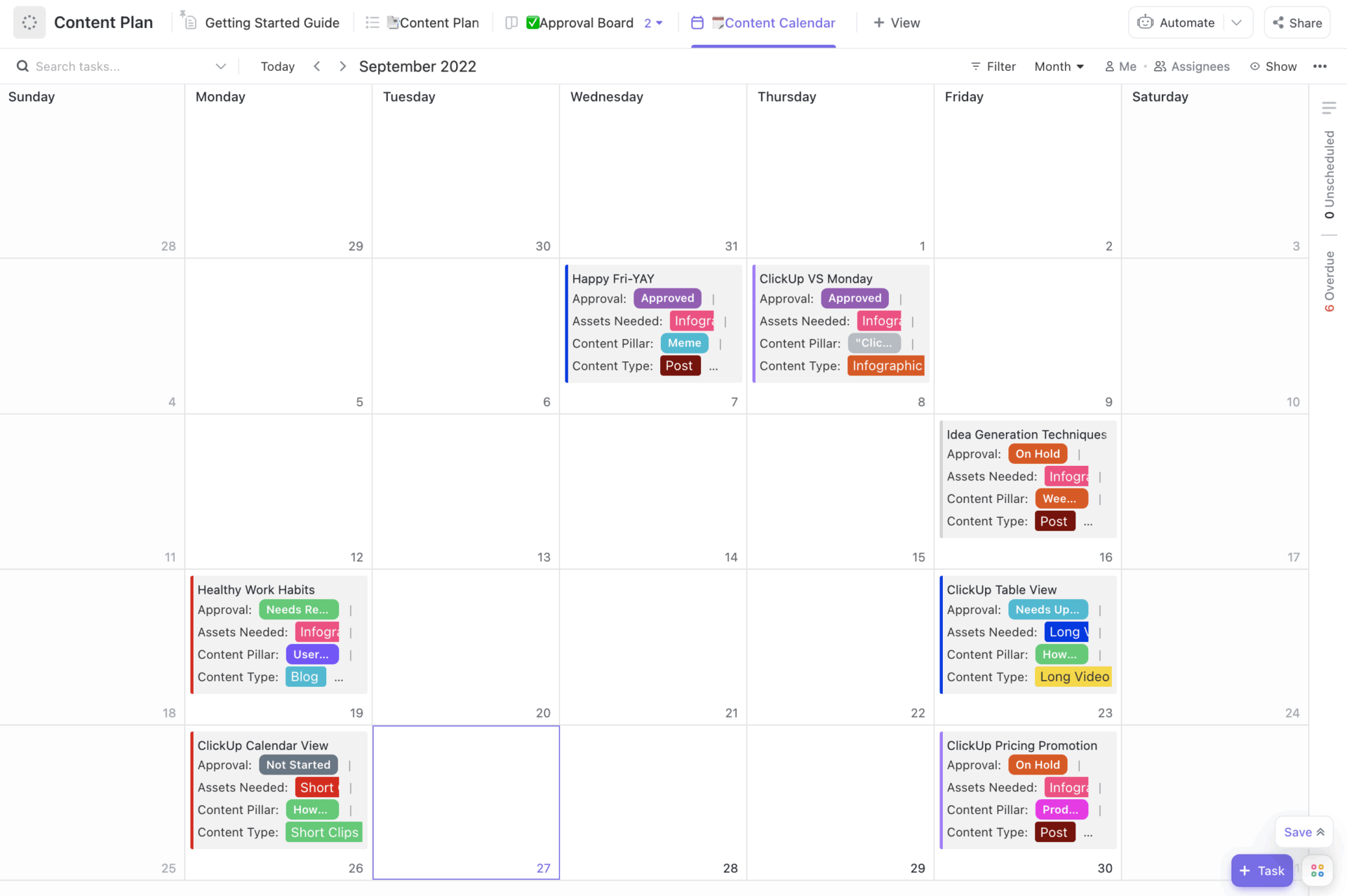 ClickUp’s Content Plan Template