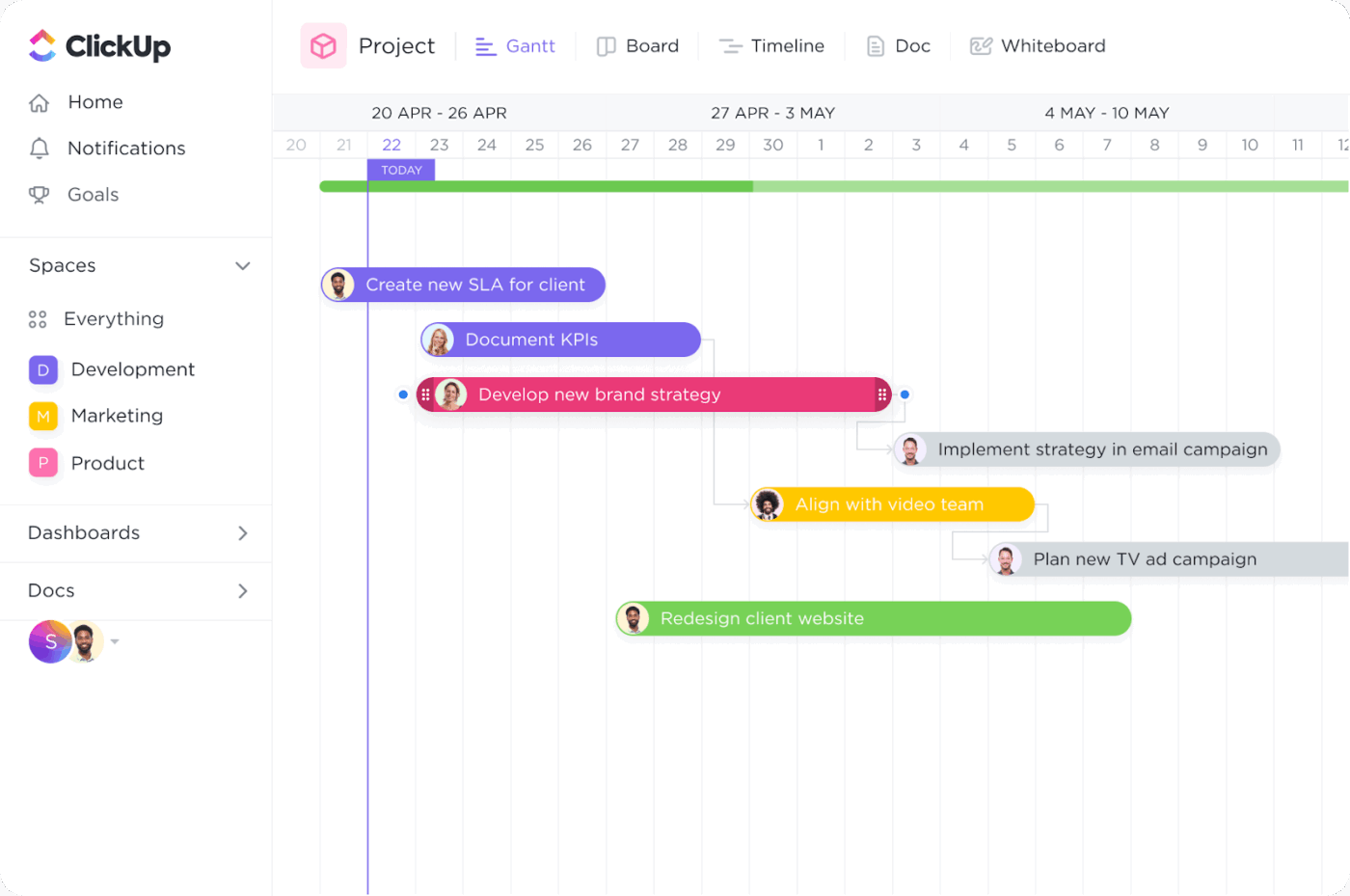 ClickUp's powerful Gantt Chart software- Gantt Chart vs Timeline