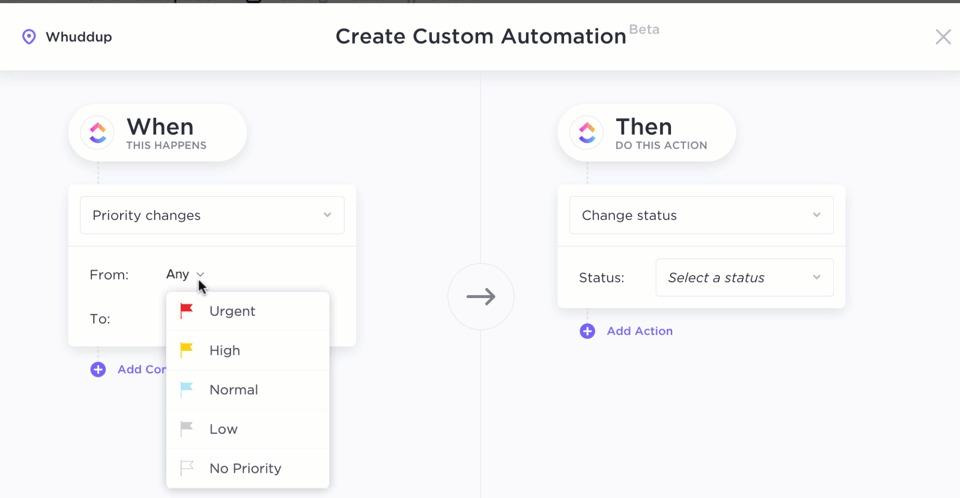 Connect tailored automations for your team with ClickUp Automations