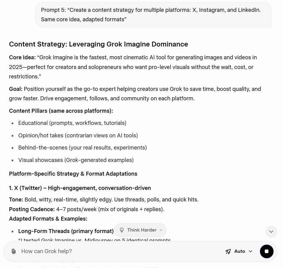 Create a content strategy for multiple platforms- X, Instagram, and LinkedIn. Same core idea, adapted formats.