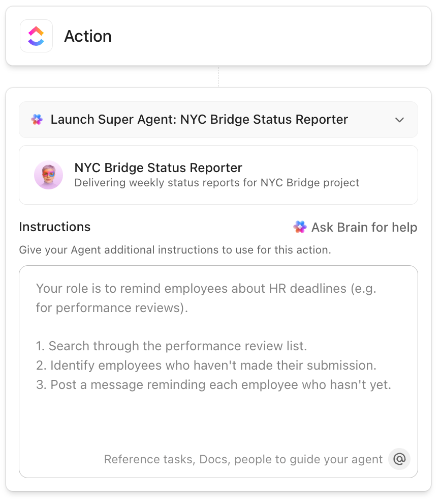 ClickUp Super Agents: Customize AI agents to automate meeting follow ups summaries and task creation_how to run meetings in clickup