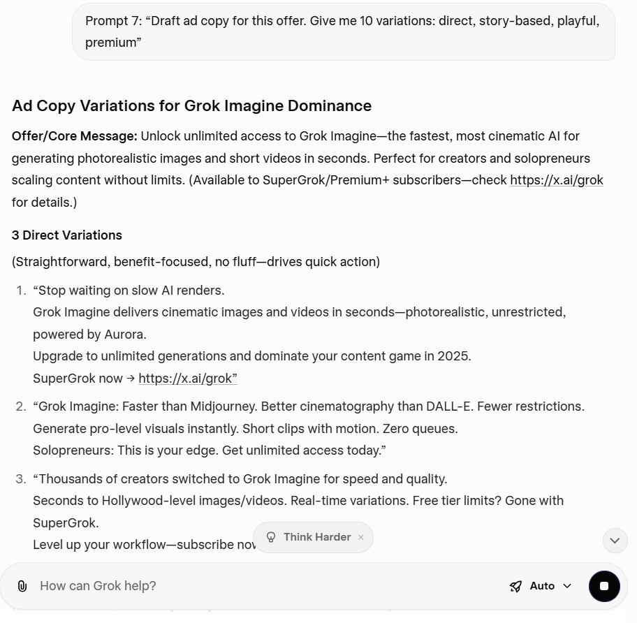 Draft ad copy for this offer. Give me 10 variations- direct, story-based, playful, premium.