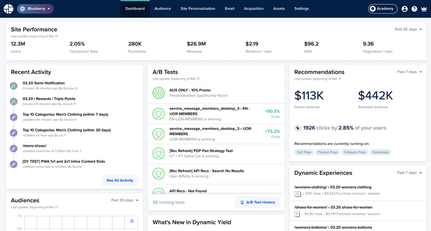 Dynamic Yield: Leverage dynamic creative optimization to deliver real-time personalized web and app experiences