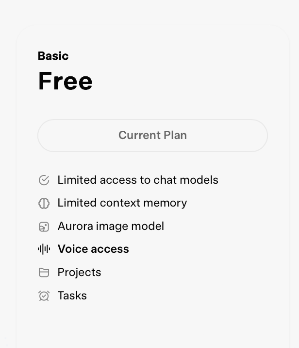 Grok AI basic free plan