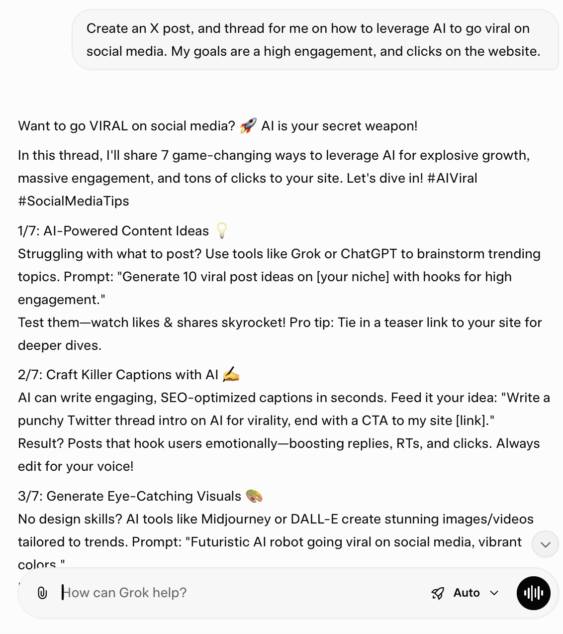 Grok AI thread to leverage AI