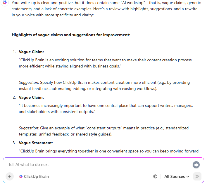 Identify-AI-workshop-in-any-write-up-make-it-better-with-ClickUp-Brain