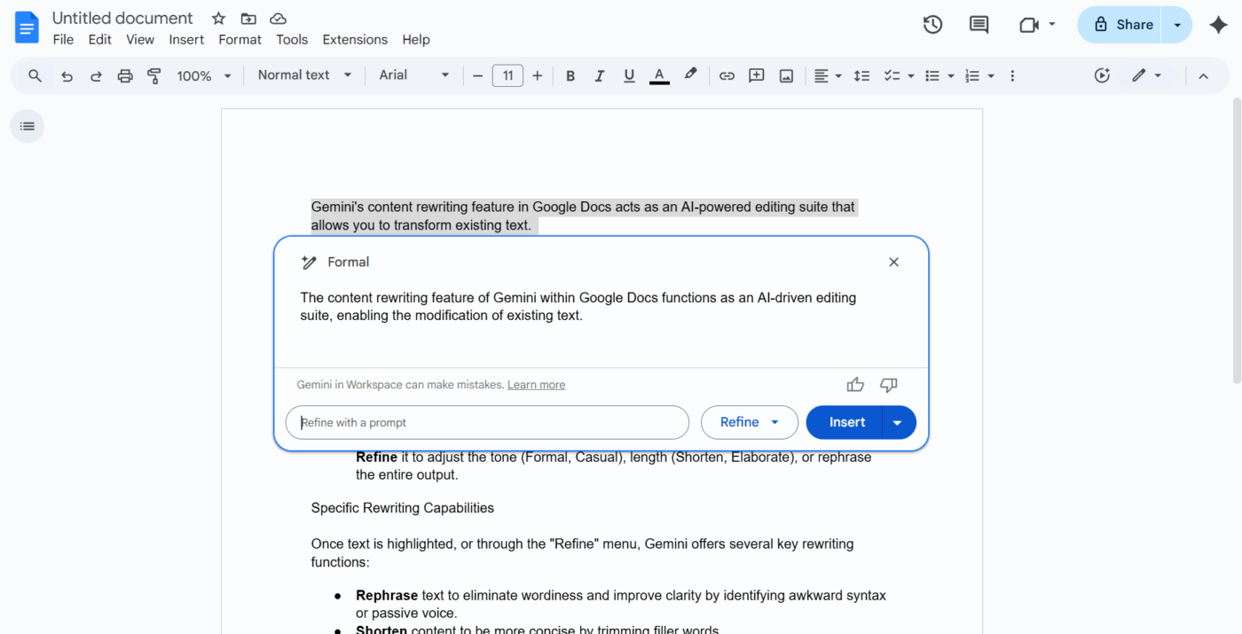 Cách viết lại nội dung với Gemini