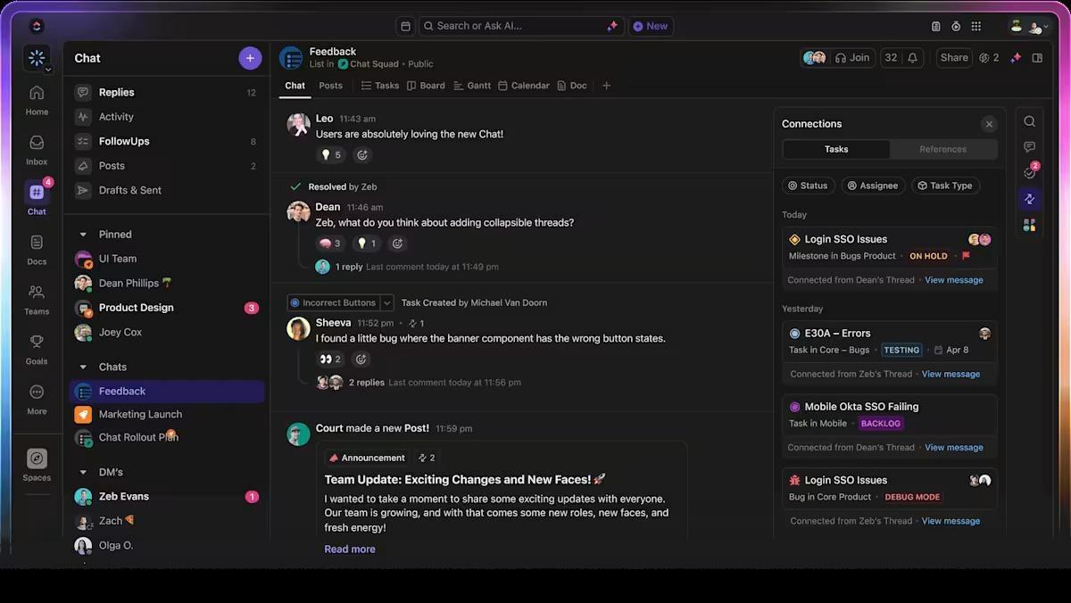 ClickUpチャットで採用・オンボーディングの会話と業務を接続しよう