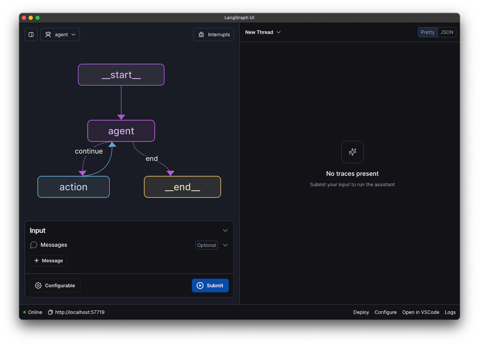 LangChain LangChain framework interface illustrating chains, prompts, or components used for LLM applications
Source: https://langchain-ai.github.io/langgraphjs/concepts/img/lg_studio.png
