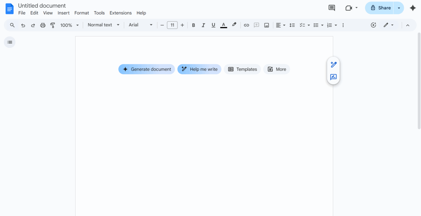 Tài liệu trống trong Tài liệu Google