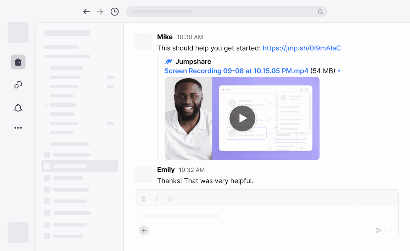 Jumpshare ile anında paylaşım bağlantıları içeren ekran kayıtları - jumpshare vs ClickUp syncup