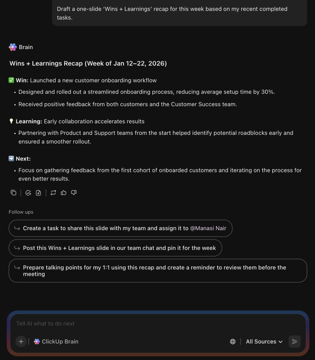ClickUp Brain for personal growth