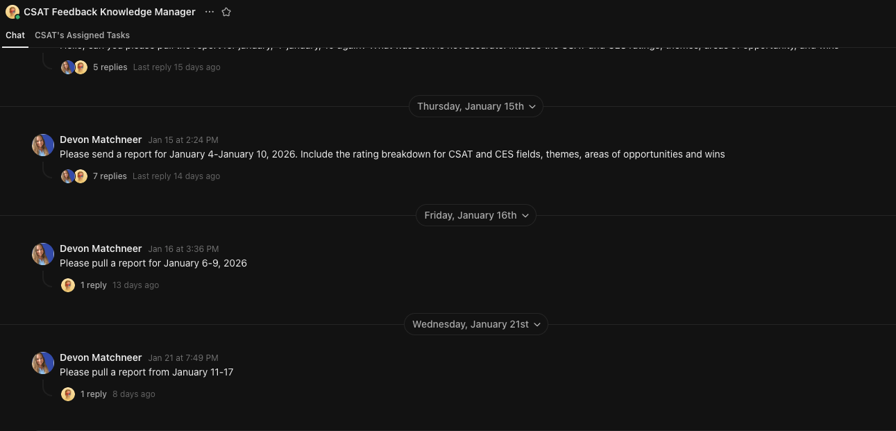 ClickUp CSAT Reporting Super Agent
