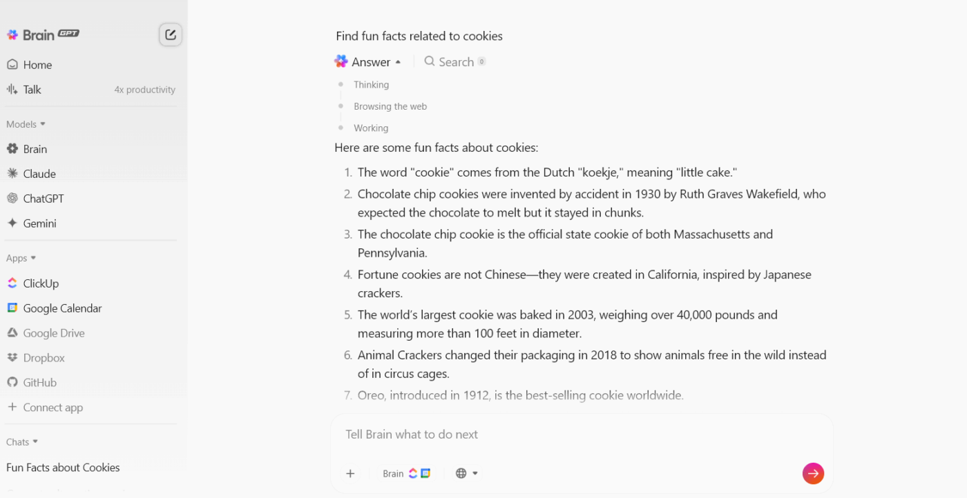 Tìm kiếm web ClickUp BrainGPT