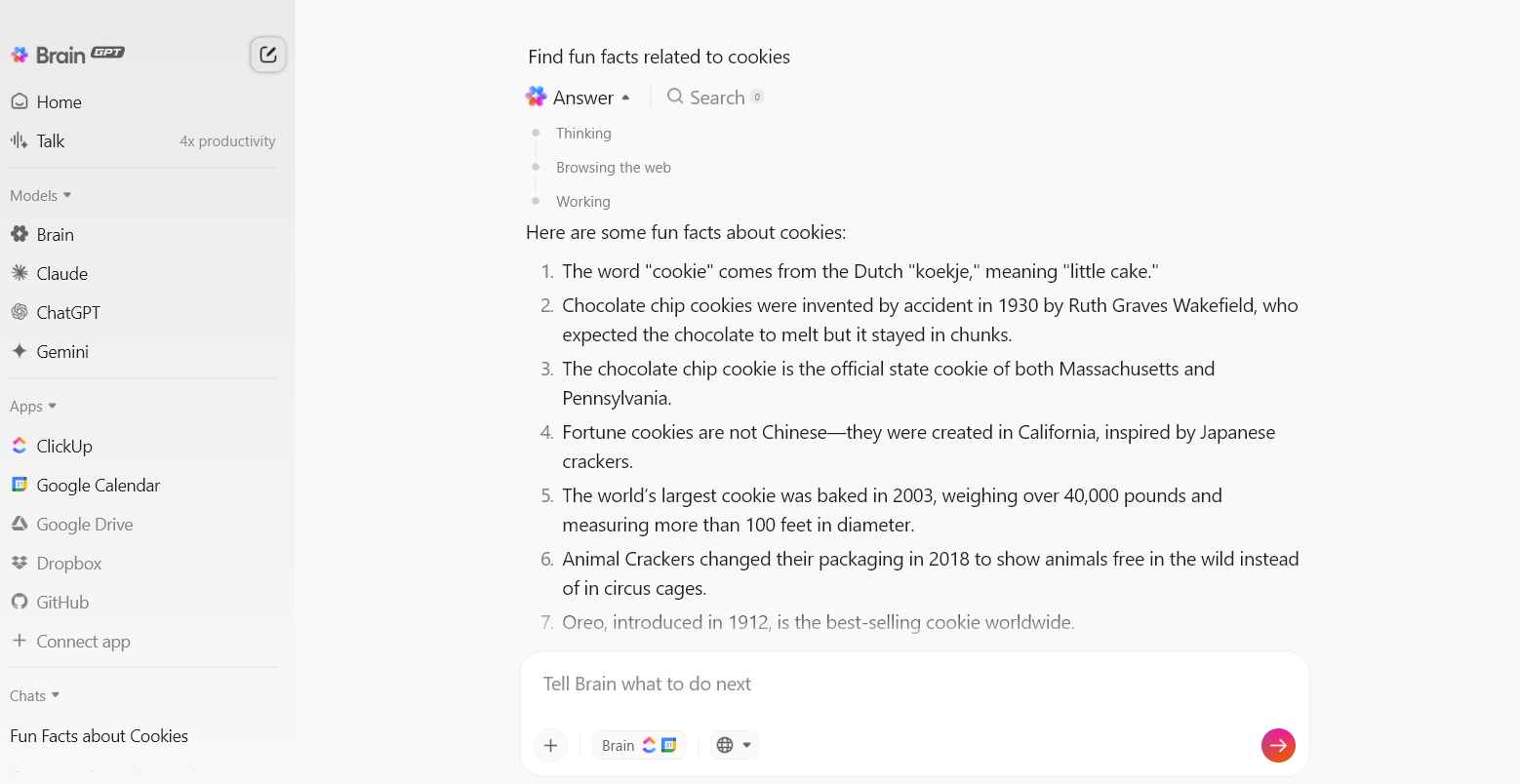 Search the internet with ClickUp BrainGPT