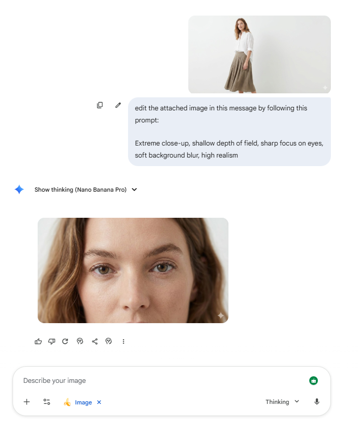 El enfoque y la lente para una profundidad instantánea.