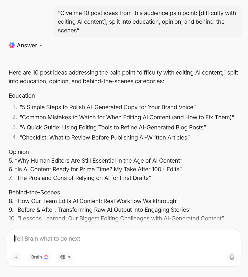 Turn these 5 topics into 3 content pillars for my target audience