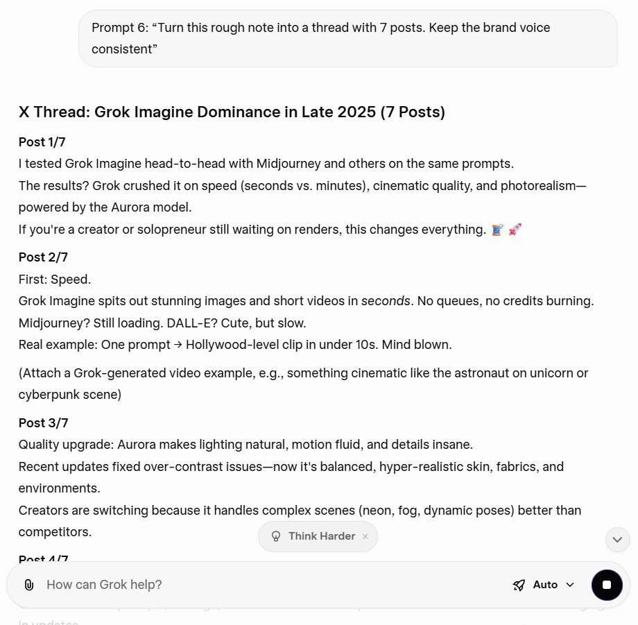 Turn this rough note into a thread with 7 posts. Keep the brand voice consistent.