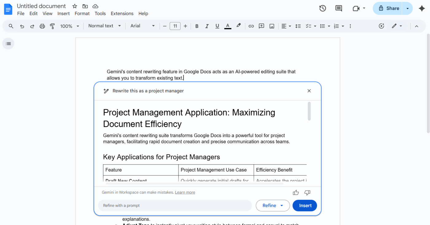 Cách viết lại nội dung với Gemini