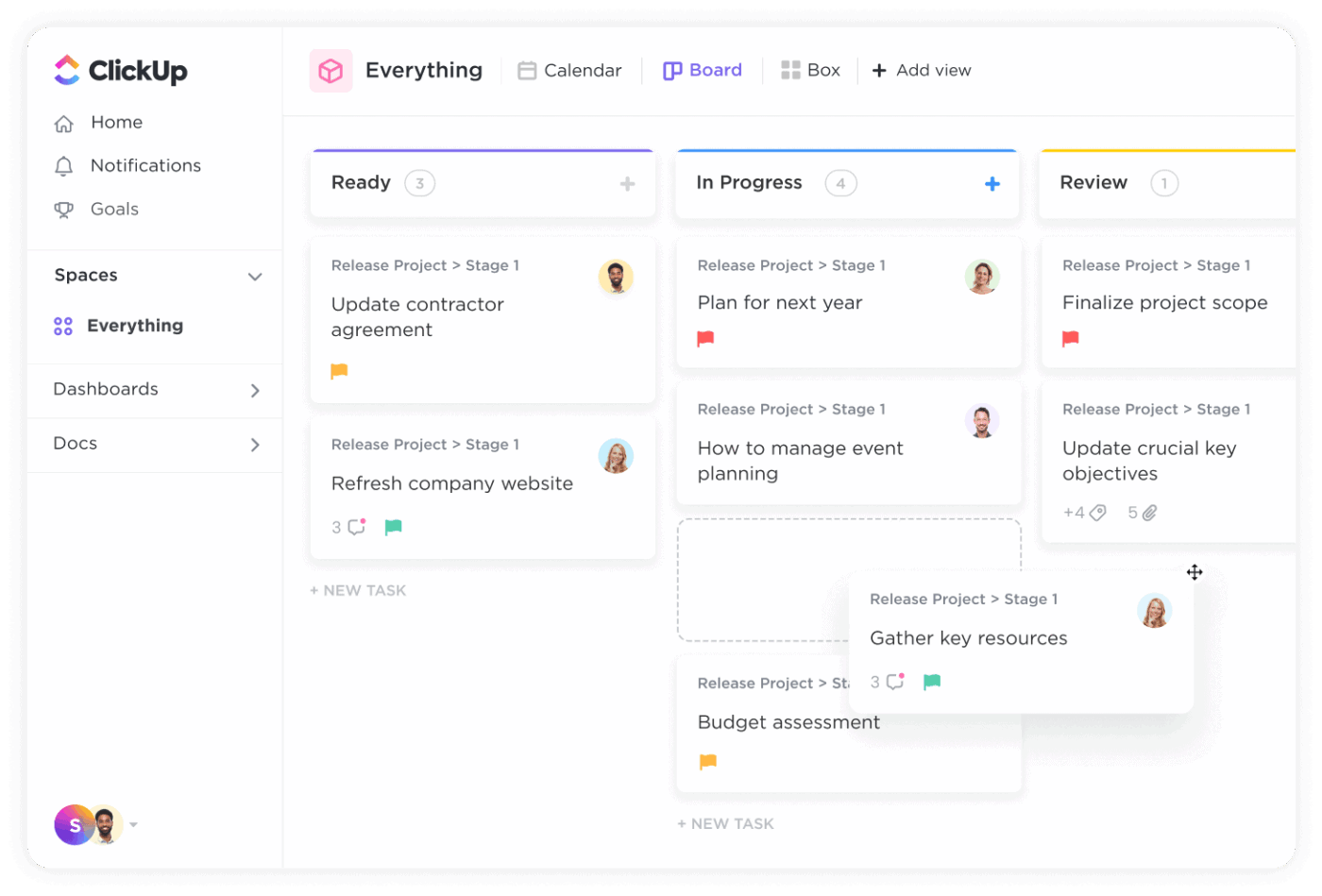 Unify scattered work in ClickUp's AI workspaces- ai for expense management