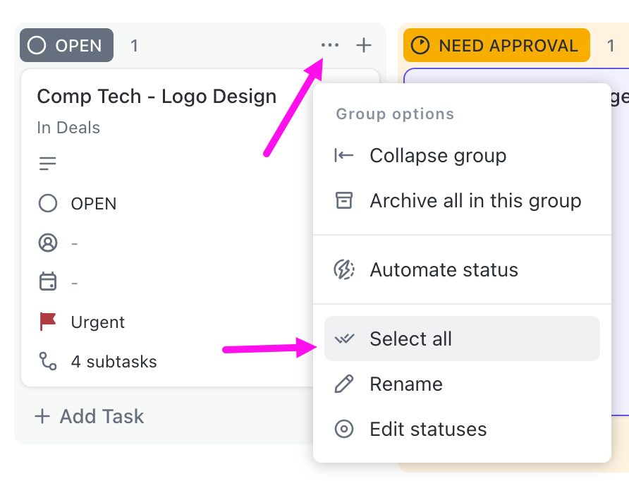 ClickUpでステータスをカスタムする