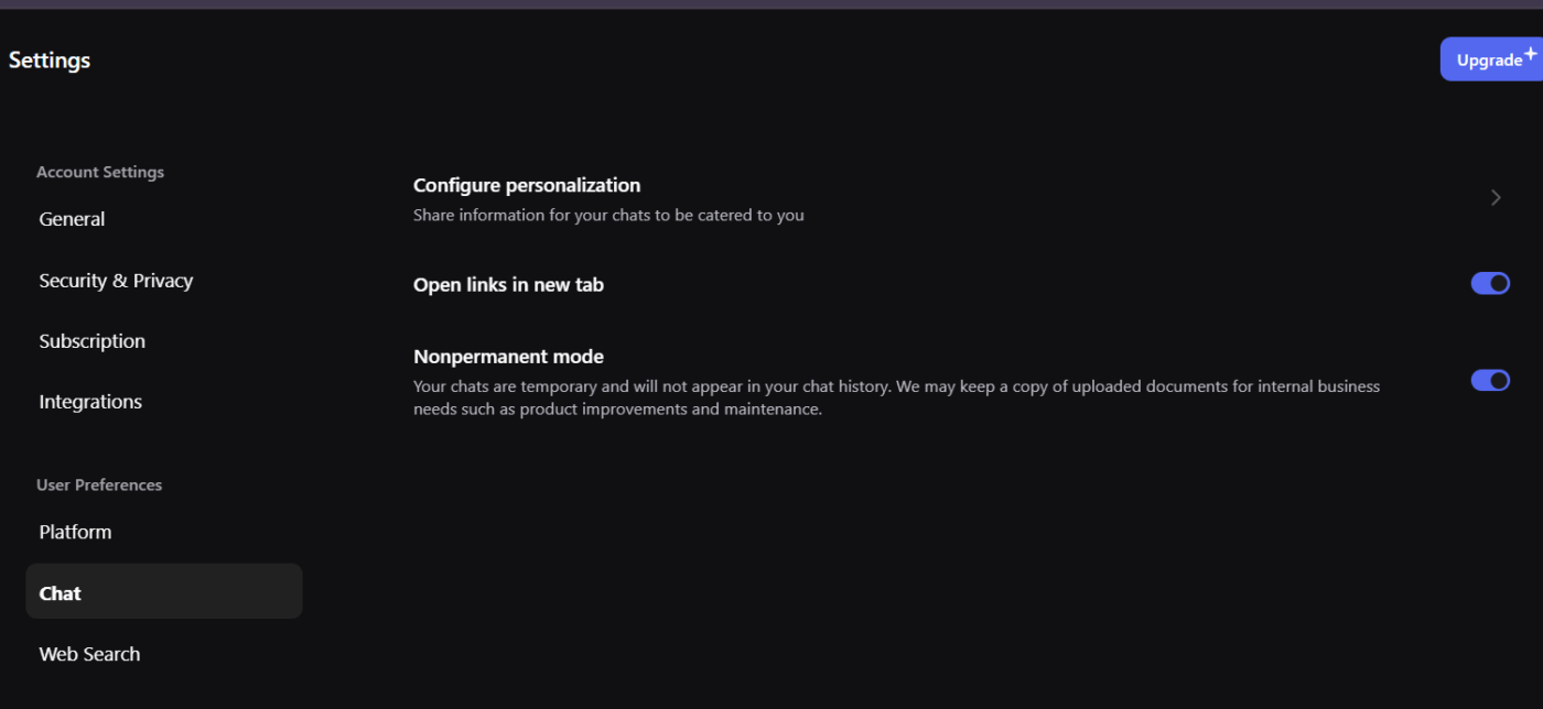 Chat personalization on you.com