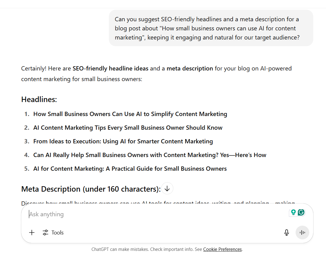 chatgpt marketing use cases- Via Chatgpt