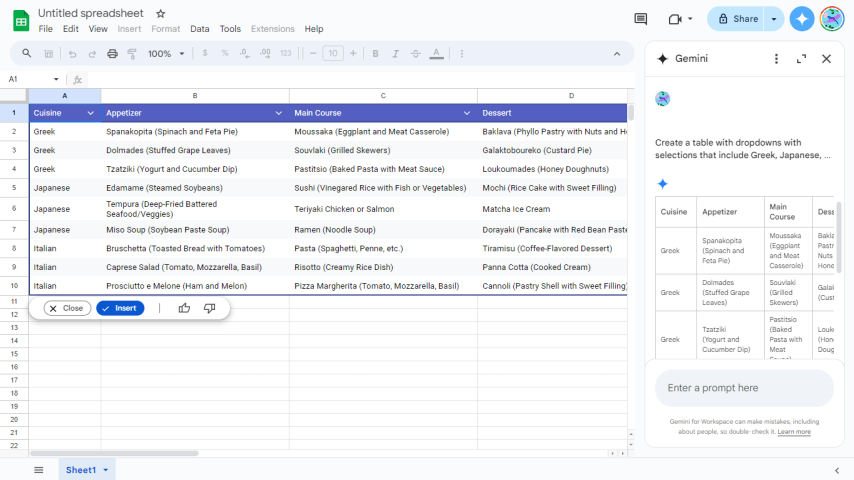 Sample Gemini prompts
