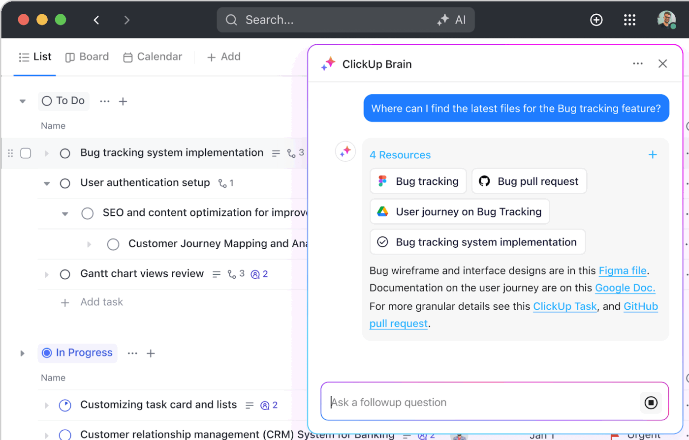 ClickUp Enterprise Search: Pull up information from anywhere in your workspace