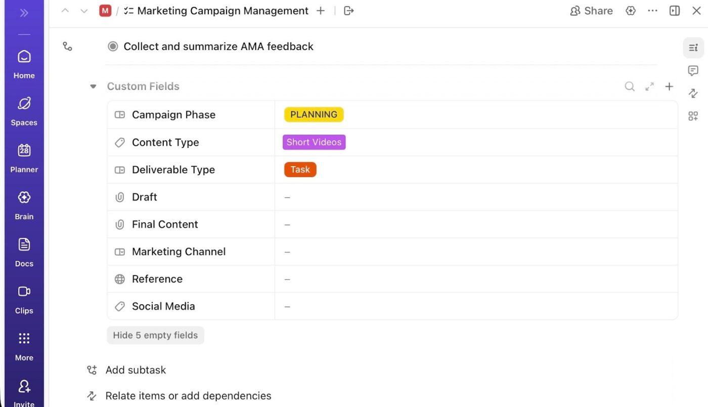 ClickUp Custom Fields
