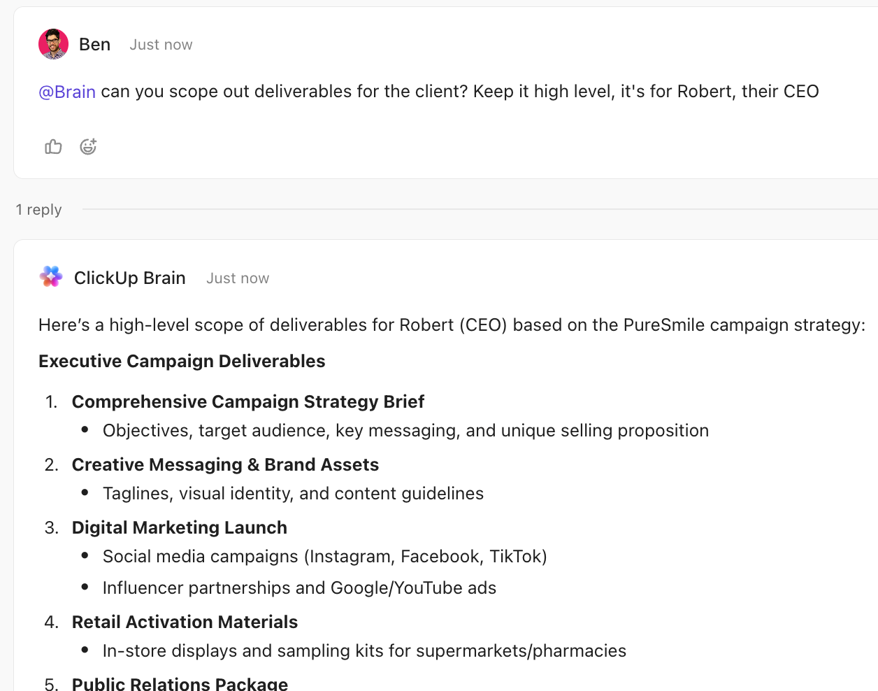 @mention Brain to get contextual answers right where you work inside ClickUp: How to Use Snowflake Cortex for Business Intelligence