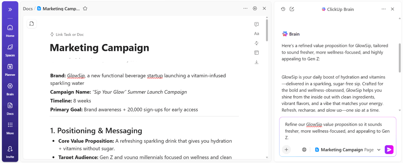 Record your content audits with ClickUp Docs : AI Content Repurposing Guide