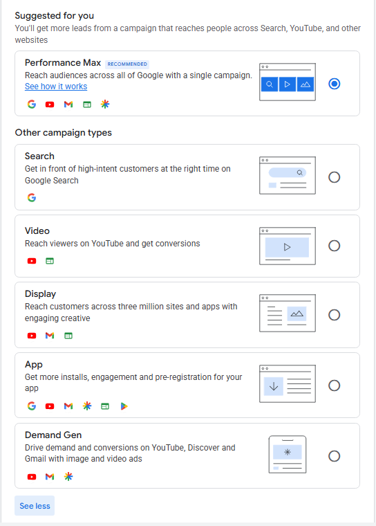 Choose campaign type and subtype : YouTube Ads Guide