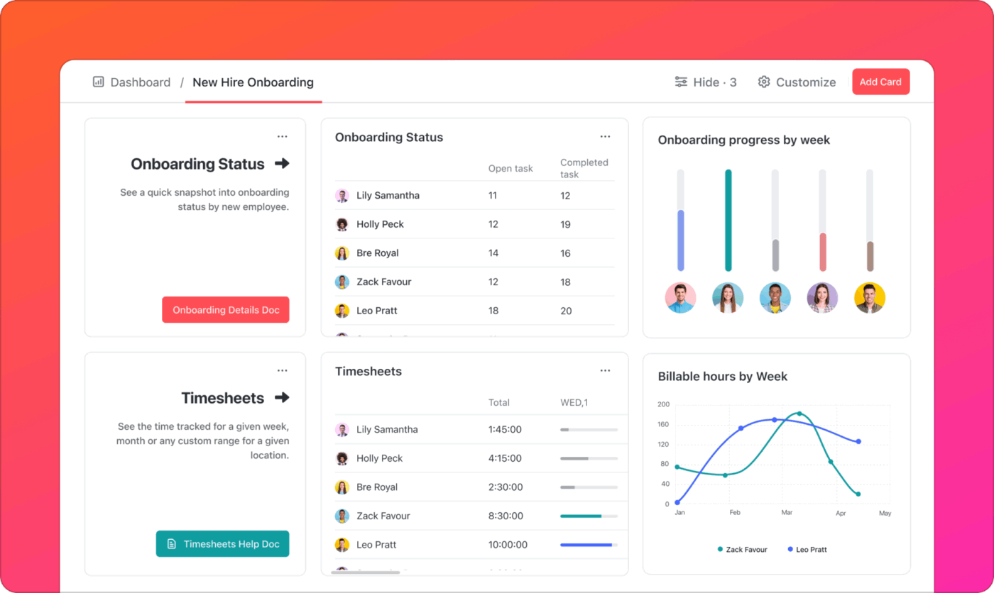 Chick-fil-A organiza todos los aspectos relacionados con los datos de los empleados, desde los detalles de la incorporación hasta la programación, dentro de la plataforma flexible de ClickUp.